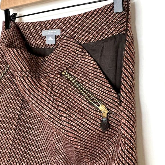 ANN TAYLOR PETITES WOOL BLEND PENCIL SKIRT DIAGONAL ZIPPER POCKETS SIZE 0P - Picture 4 of 9